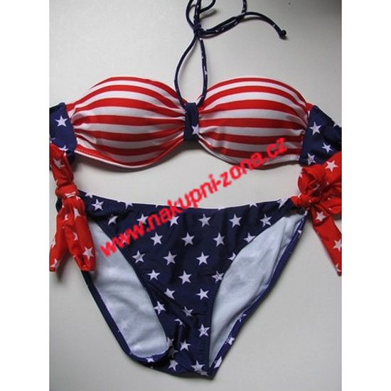 Dámské dvoudílné plavky - bikiny - opalovačky - vzor american flag - Kliknutím na obrázek zavřete