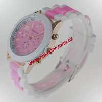 Dámské módní silikonové náramkové hodinky Růžové