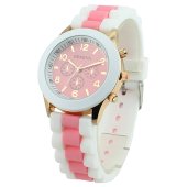 Dámské módní silikonové náramkové hodinky Růžové