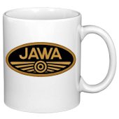 Hrnek s potiskem znak JAWA černozlatý