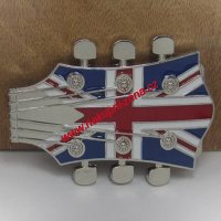 Přezka na opasek - Hlava kytary Anglická vlajka